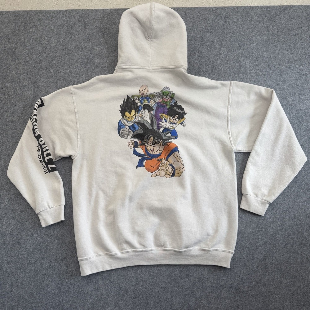 Dragon Ball Z Hoodie XL White Funimation Official Goku Vegeta Sleeve Print
